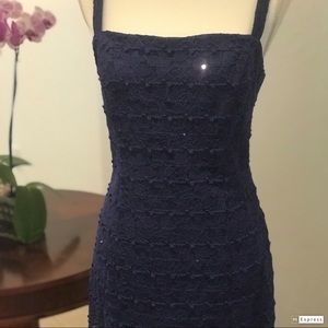 Alex Evenings Deep Cobalt Lace + Sequin Dress